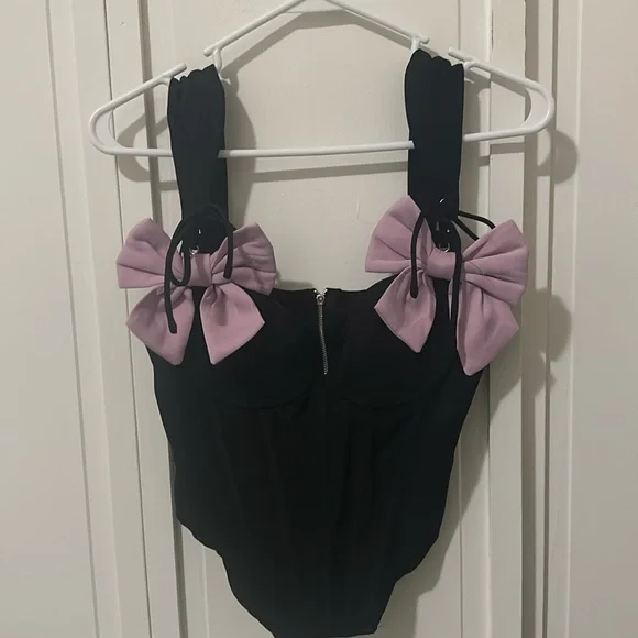 Black corset top with pink bows 🎀 - Picture 1 of 1